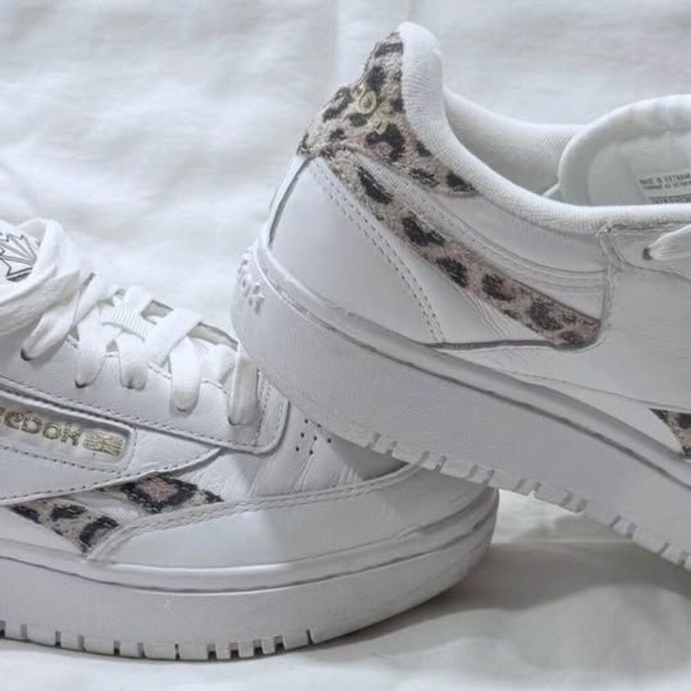 LIKE NEW Reebok Women's Club C Double 'Cheetah' Platform Sneakers – Size 7